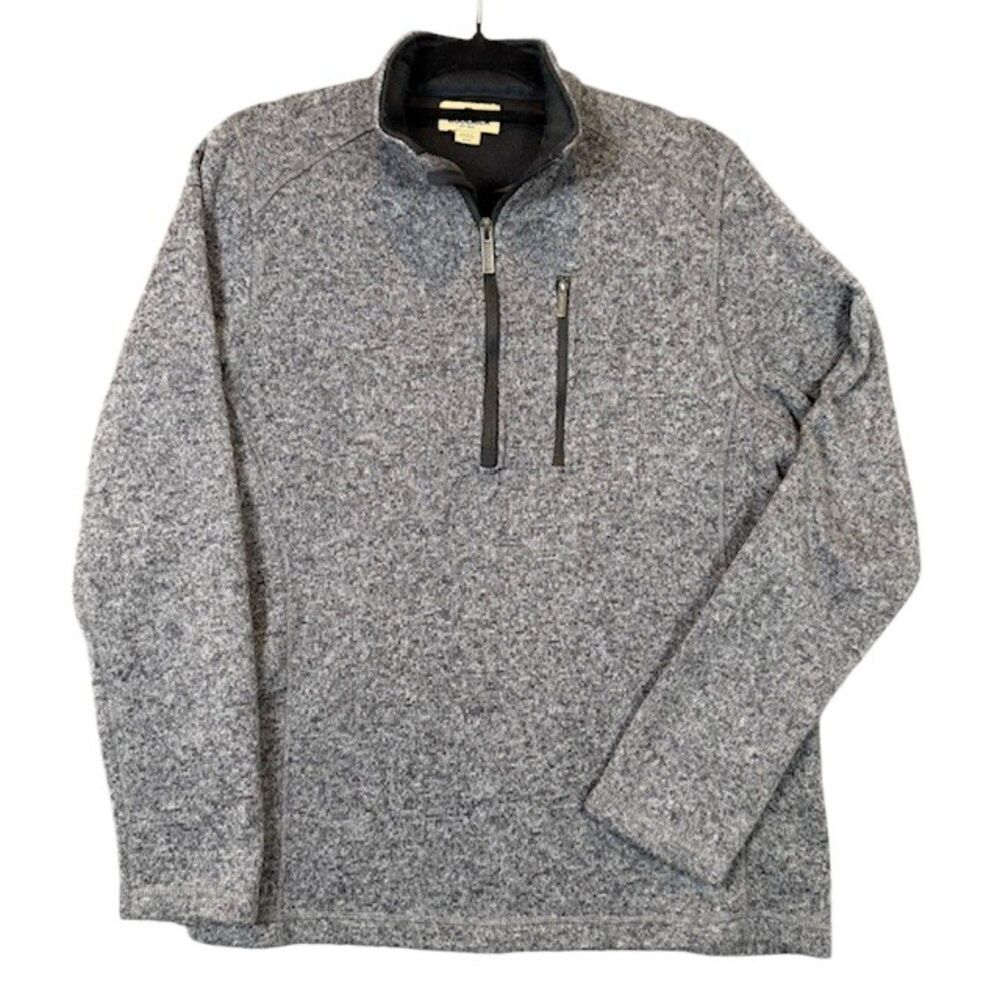 Woolrich 1/4 Zip Sweater Pullover Marled Knit Chest Pocket‎ Charcoal Gray Medium